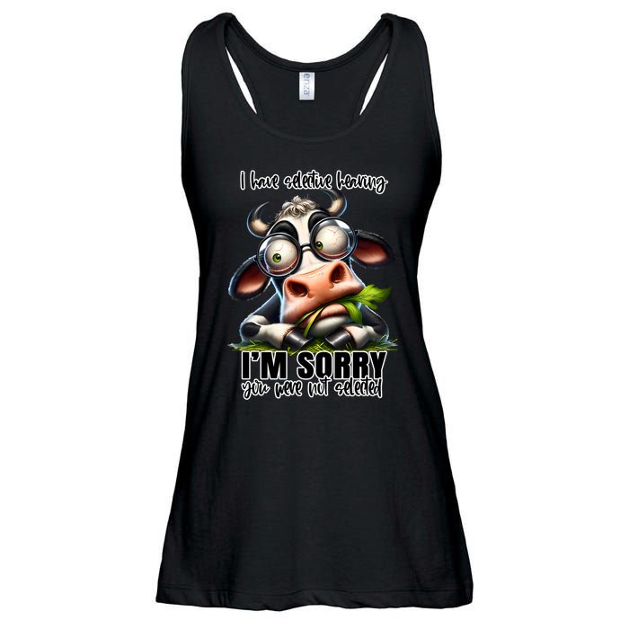 Funny Selective Hearing Sarcastic Cow Ladies Essential Flowy Tank