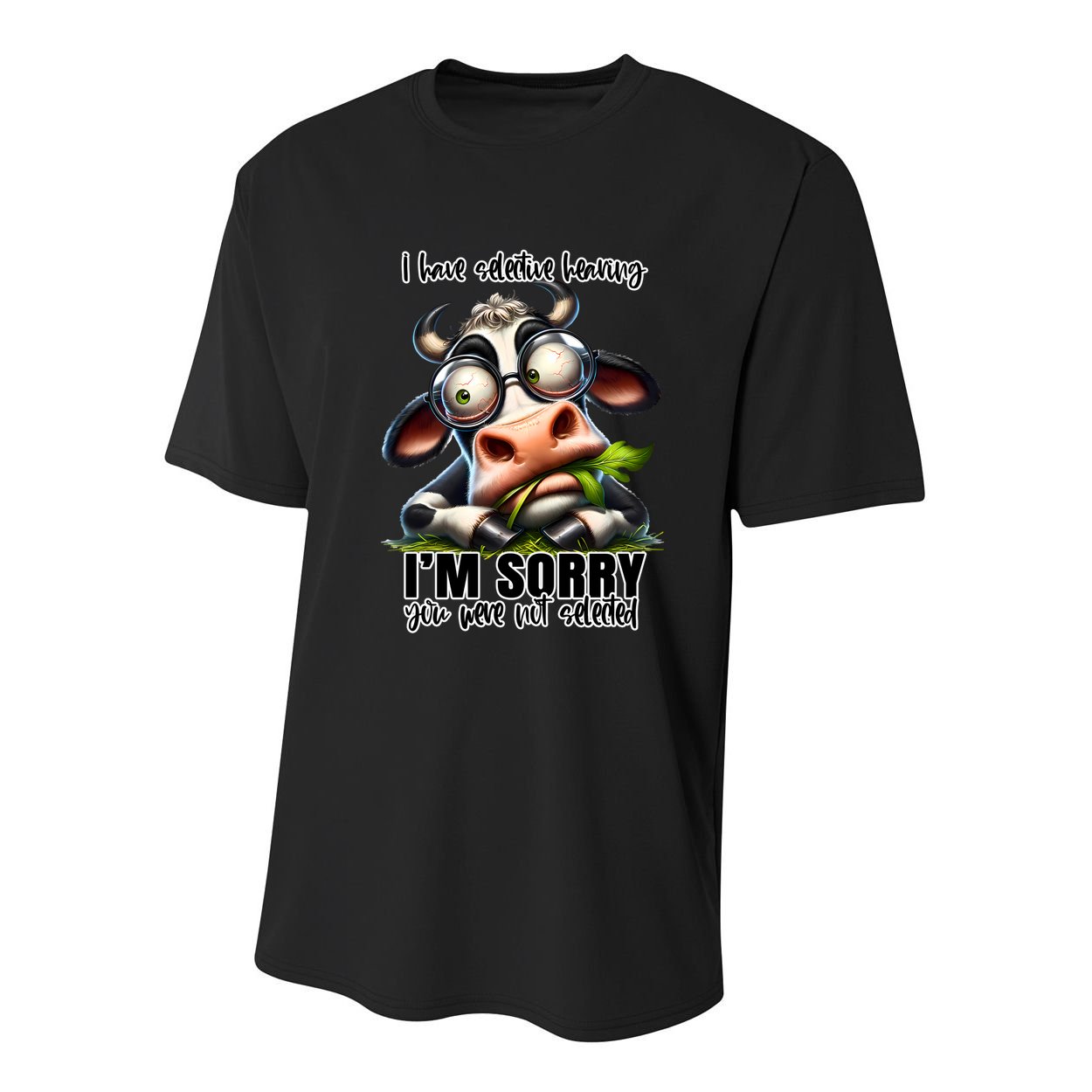 Funny Selective Hearing Sarcastic Cow Youth Performance Sprint T-Shirt