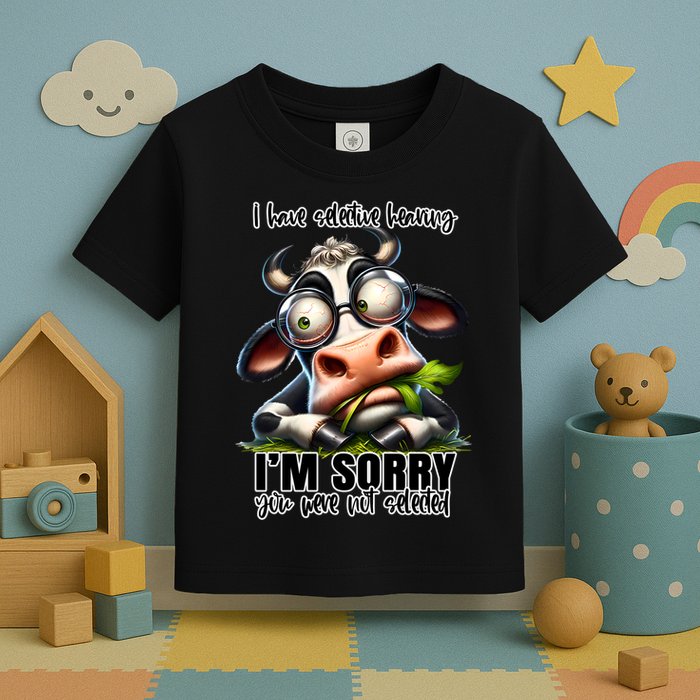 Funny Selective Hearing Sarcastic Cow Toddler T-Shirt