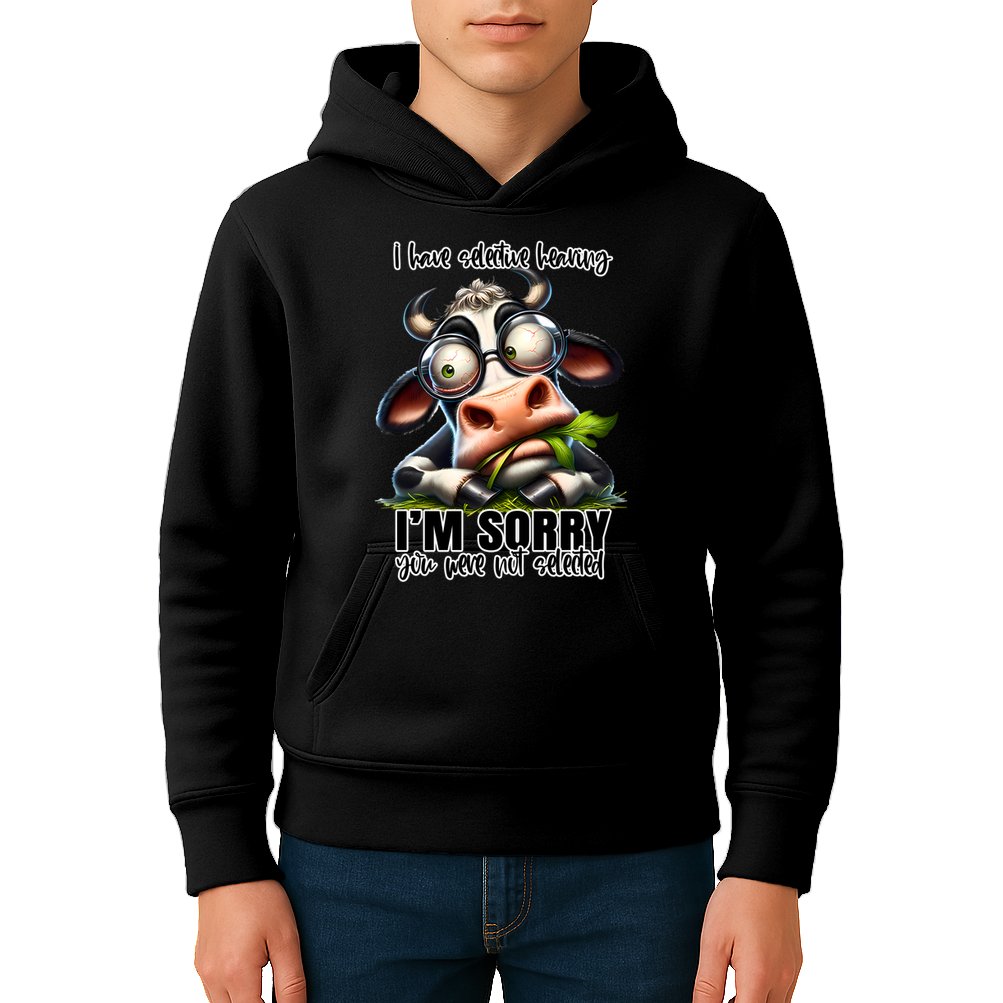 Funny Selective Hearing Sarcastic Cow Kids Hoodie
