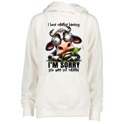 Funny Selective Hearing Sarcastic Cow Womens Funnel Neck Pullover Hood