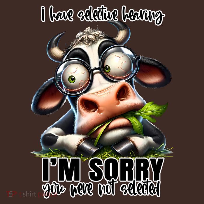 Funny Selective Hearing Sarcastic Cow T-Shirt