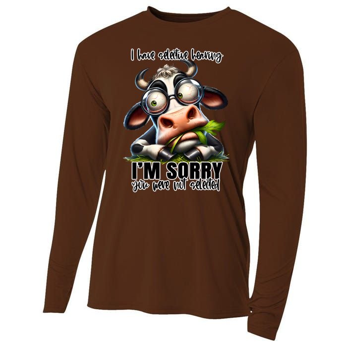 Funny Selective Hearing Sarcastic Cow Cooling Performance Long Sleeve Crew