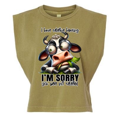 Funny Selective Hearing Sarcastic Cow Garment-Dyed Women's Muscle Tee