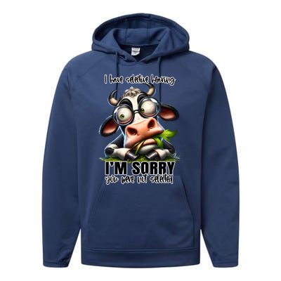 Funny Selective Hearing Sarcastic Cow Performance Fleece Hoodie