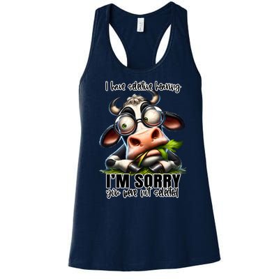 Funny Selective Hearing Sarcastic Cow Women's Racerback Tank