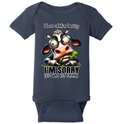 Funny Selective Hearing Sarcastic Cow Baby Bodysuit