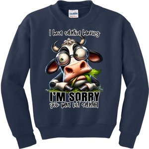 Funny Selective Hearing Sarcastic Cow Kids Sweatshirt