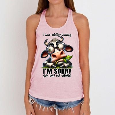 Funny Selective Hearing Sarcastic Cow Women's Knotted Racerback Tank