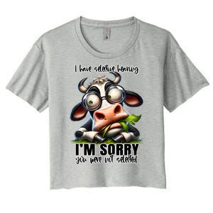 Funny Selective Hearing Sarcastic Cow Women's Crop Top Tee