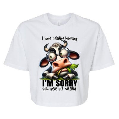 Funny Selective Hearing Sarcastic Cow Bella+Canvas Jersey Crop Tee