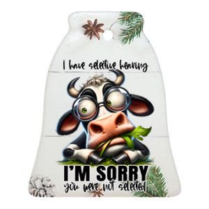 Funny Selective Hearing Sarcastic Cow Ceramic Bell Ornament