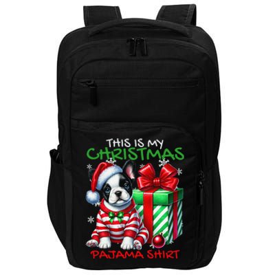 Frenchie Santa Hat & Christmas Lights Cute French Bulldog Impact Tech Backpack