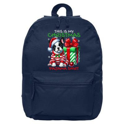 Frenchie Santa Hat & Christmas Lights Cute French Bulldog 16 in Basic Backpack