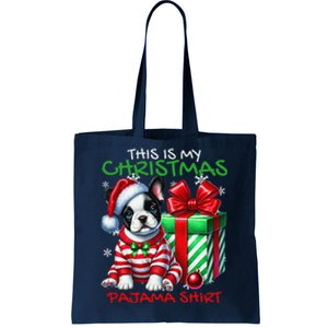 Frenchie Santa Hat & Christmas Lights Cute French Bulldog Tote Bag