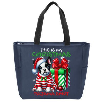 Frenchie Santa Hat & Christmas Lights Cute French Bulldog Zip Tote Bag