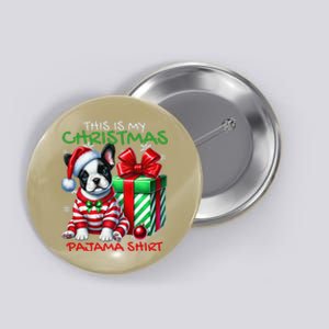 Frenchie Santa Hat & Christmas Lights Cute French Bulldog Button