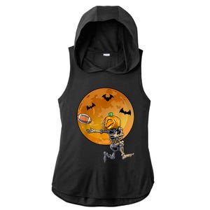 Football Skeleton Halloween Football Halloween Ladies PosiCharge Tri-Blend Wicking Draft Hoodie Tank