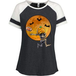 Football Skeleton Halloween Football Halloween Enza Ladies Jersey Colorblock Tee