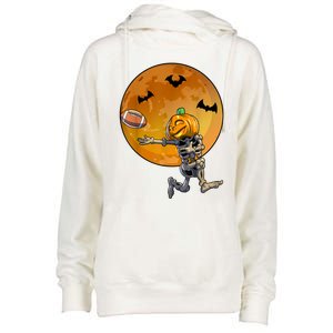 Football Skeleton Halloween Football Halloween Womens Funnel Neck Pullover Hood