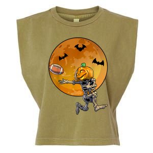 Football Skeleton Halloween Football Halloween Garment-Dyed Women's Muscle Tee