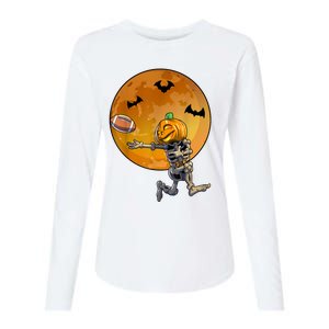 Football Skeleton Halloween Football Halloween Womens Cotton Relaxed Long Sleeve T-Shirt