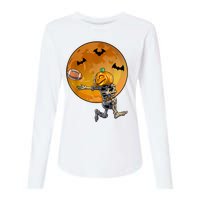 Football Skeleton Halloween Football Halloween Womens Cotton Relaxed Long Sleeve T-Shirt