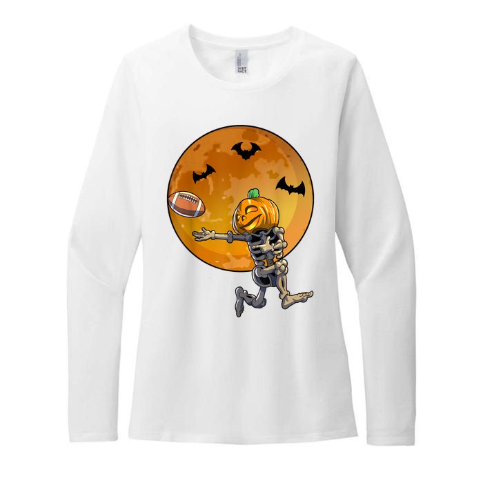 Football Skeleton Halloween Football Halloween Womens CVC Long Sleeve Shirt