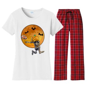 Football Skeleton Halloween Football Halloween Women's Flannel Pajama Set