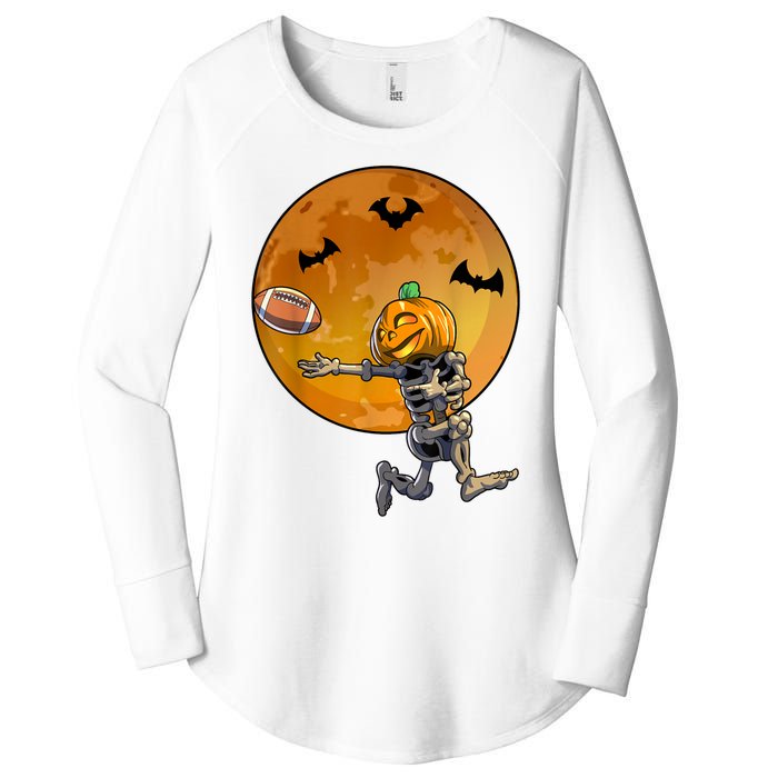 Football Skeleton Halloween Football Halloween Women's Perfect Tri Tunic Long Sleeve Shirt