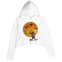 Football Skeleton Halloween Football Halloween Crop Fleece Hoodie