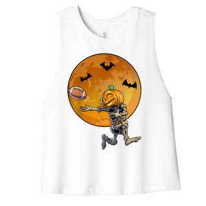 Football Skeleton Halloween Football Halloween Women's Racerback Cropped Tank