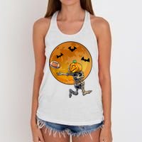 Football Skeleton Halloween Football Halloween Women's Knotted Racerback Tank