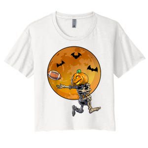 Football Skeleton Halloween Football Halloween Women's Crop Top Tee