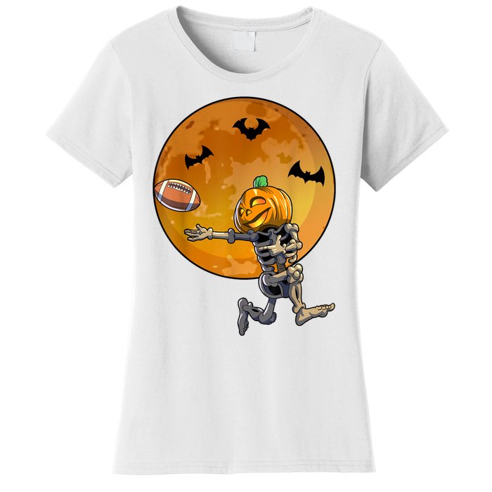 Football Skeleton Halloween Football Halloween Women's T-Shirt