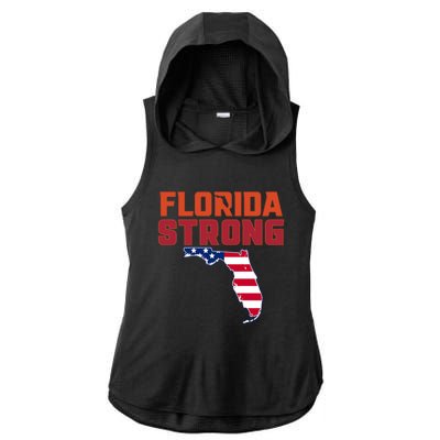 Florida Strong Hurricane Ian Support Florida American Flag Ladies PosiCharge Tri-Blend Wicking Draft Hoodie Tank