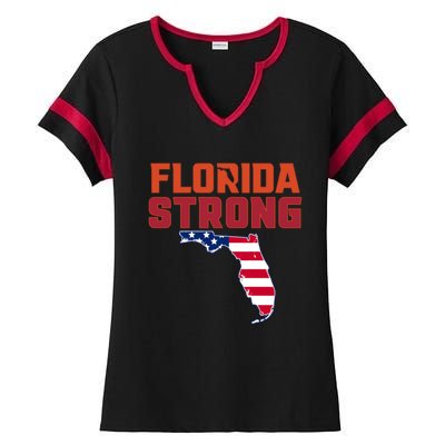 Florida Strong Hurricane Ian Support Florida American Flag Ladies Halftime Notch Neck Tee