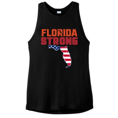 Florida Strong Hurricane Ian Support Florida American Flag Ladies PosiCharge Tri-Blend Wicking Tank