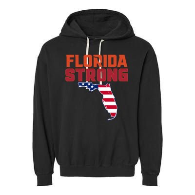 Florida Strong Hurricane Ian Support Florida American Flag Garment-Dyed Fleece Hoodie