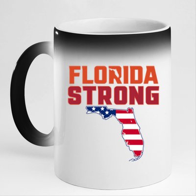 Florida Strong Hurricane Ian Support Florida American Flag 11oz Black Color Changing Mug