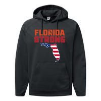 Florida Strong Hurricane Ian Support Florida American Flag Performance Fleece Hoodie