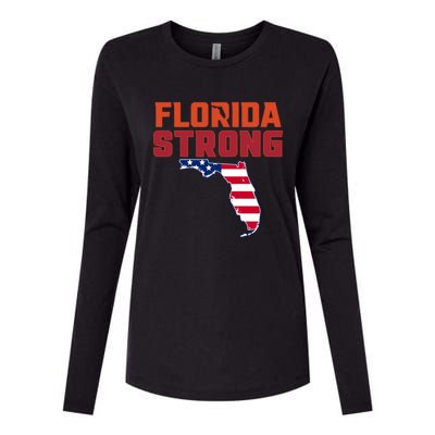 Florida Strong Hurricane Ian Support Florida American Flag Womens Cotton Relaxed Long Sleeve T-Shirt