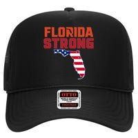 Florida Strong Hurricane Ian Support Florida American Flag High Crown Mesh Back Trucker Hat