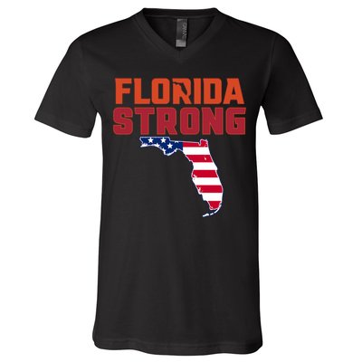 Florida Strong Hurricane Ian Support Florida American Flag V-Neck T-Shirt