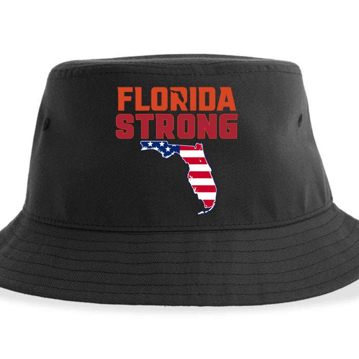 Florida Strong Hurricane Ian Support Florida American Flag Sustainable Bucket Hat