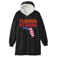 Florida Strong Hurricane Ian Support Florida American Flag Hooded Wearable Blanket