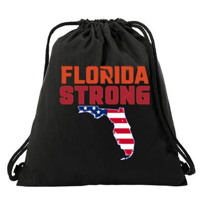 Florida Strong Hurricane Ian Support Florida American Flag Drawstring Bag