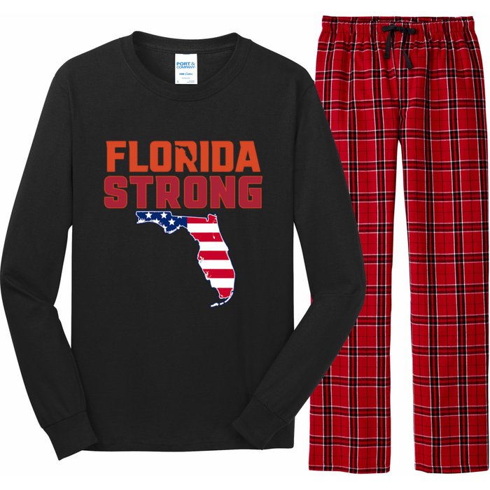 Florida Strong Hurricane Ian Support Florida American Flag Long Sleeve Pajama Set