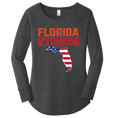 Florida Strong Hurricane Ian Support Florida American Flag Women's Perfect Tri Tunic Long Sleeve Shirt