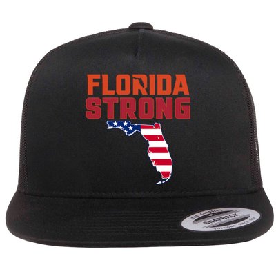 Florida Strong Hurricane Ian Support Florida American Flag Flat Bill Trucker Hat